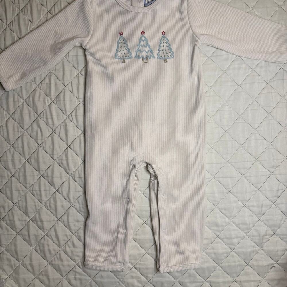 Three Sisters Baby Romper 24M Christmas Tree Embroidered Ribbed One Piece